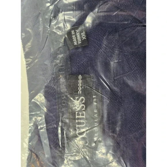 NWT Guess Mens Short Sleeve Small Triangle Knit Shirt Sz XXL - Summer Night Blue - Picture 8 of 12